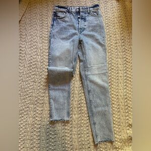 Free People Light Gray Cropped Straight Jeans